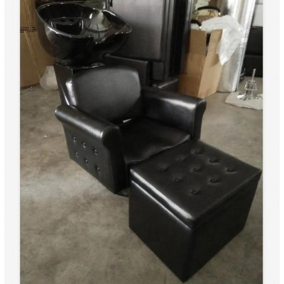 2020 New Arrival  Fiber Glass Sky All Black Shampoo Bowl With Adjustable Bowl&Footrest 5 Years Warranty