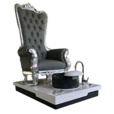 2019 Latest Hot Sale Top Luxuary Black & Silver Spa Chair Pedicure Chair With Sink & Lights 3 Years Warranty