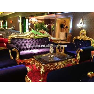 Hot Sale Top Quality Luxuary 3-Seater Blue&Gold Modern Sofa(HB034)