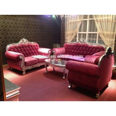 Hot Sale Top Quality Luxuary 1+2+3 Seater Silver&Pink Modern Sofa(HB043)