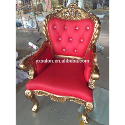 Hot Sale Luxuary European Style Gold Red Crystal Buttons King Throne Chair(HB011)