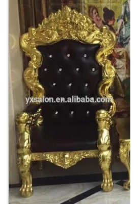 Hot Sale Luxuary European Style Gold Red Crystal Buttons King Throne Chair(HB012)