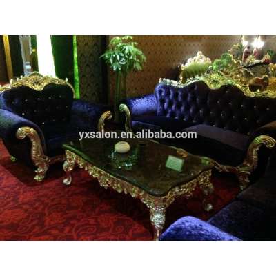 Hot Sale Top Quality Luxuary 1+2+3 Seater Gold&Blue Modern Sofa(HB044)