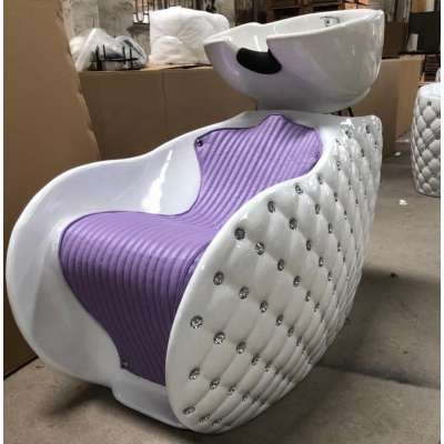 2020 New Arrival  Fiber Glass Sky Purple&White Shampoo Bowl With Adjustable Bowl&Footrest 5 Years Warranty